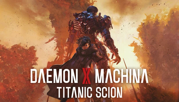 Daemon X Machina: Titanic Scion's promotional image, depicting a human figure in a futuristic suit.