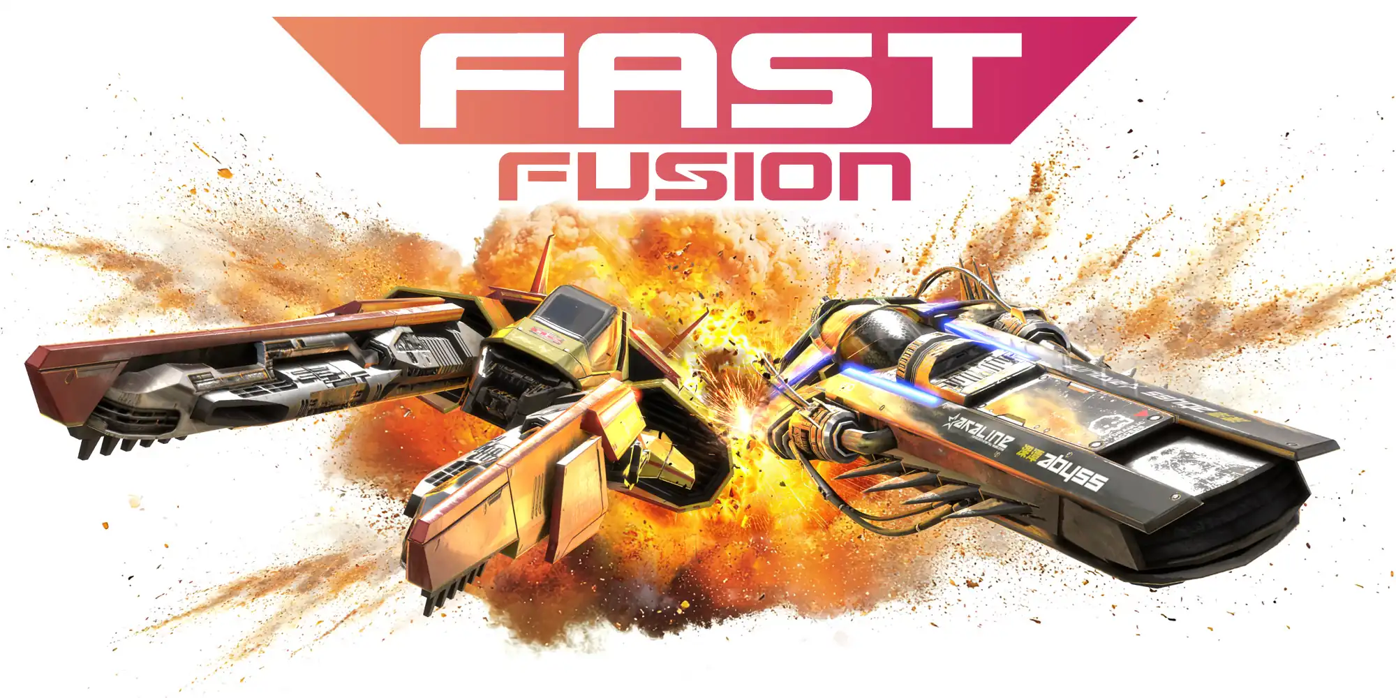 Promotional image for Fast Fusion showing two futuristic vehicles.