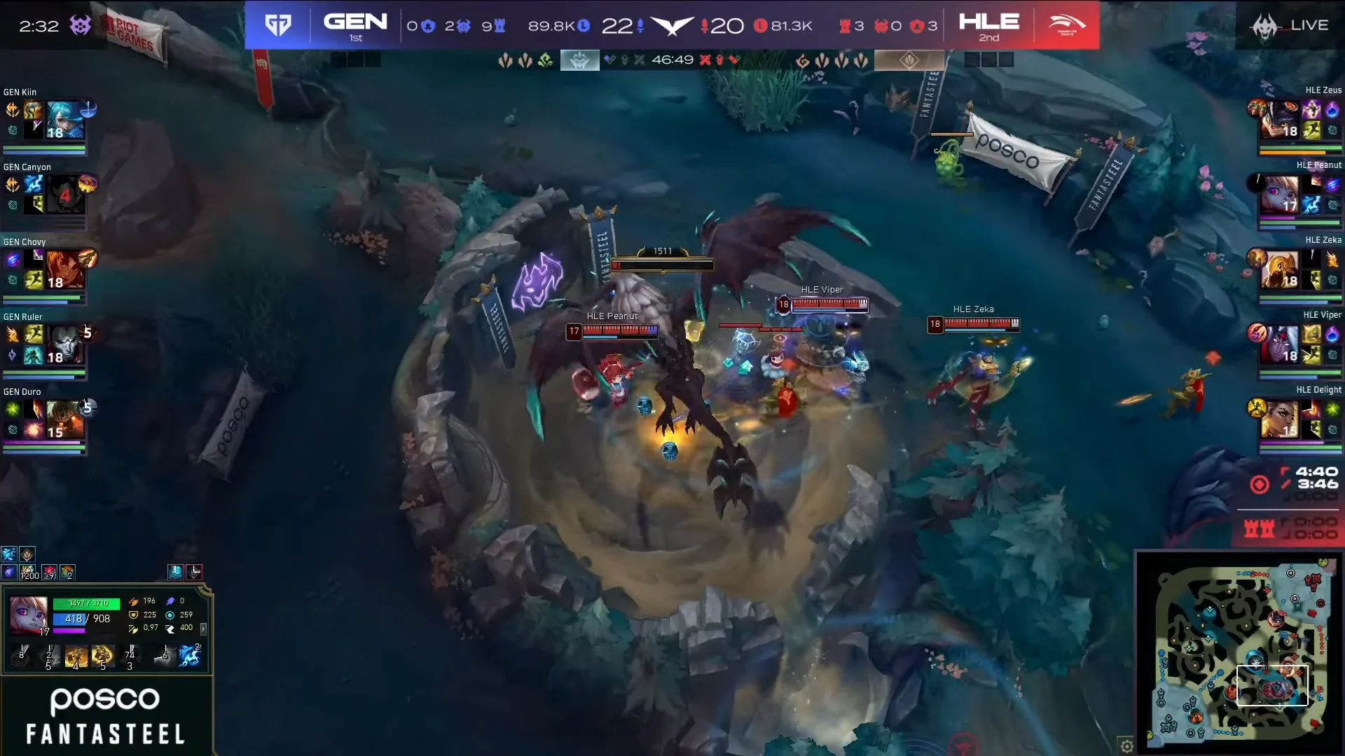 Hanhwa Life Esports (HLE) secures the Elder Drake, leading them to claiming victory against Generation Gaming (Gen.G) in the first round of LCK 2025 Road to MSI Playoff Showdown.
