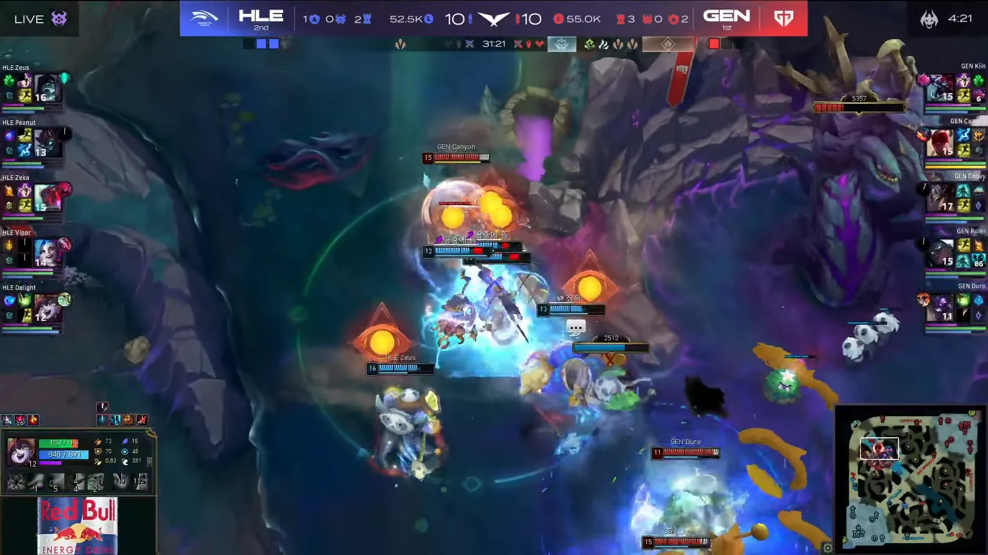 Generation Gaming's (Gen.G) Canyon flanked Hanhwa Life Esports (HLE) from the back near the Baron pit, landing a massive ultimate that resulted in a four-man knock-up in round 4 of LCK 2025 Road to MSI Playoff Showdown.
