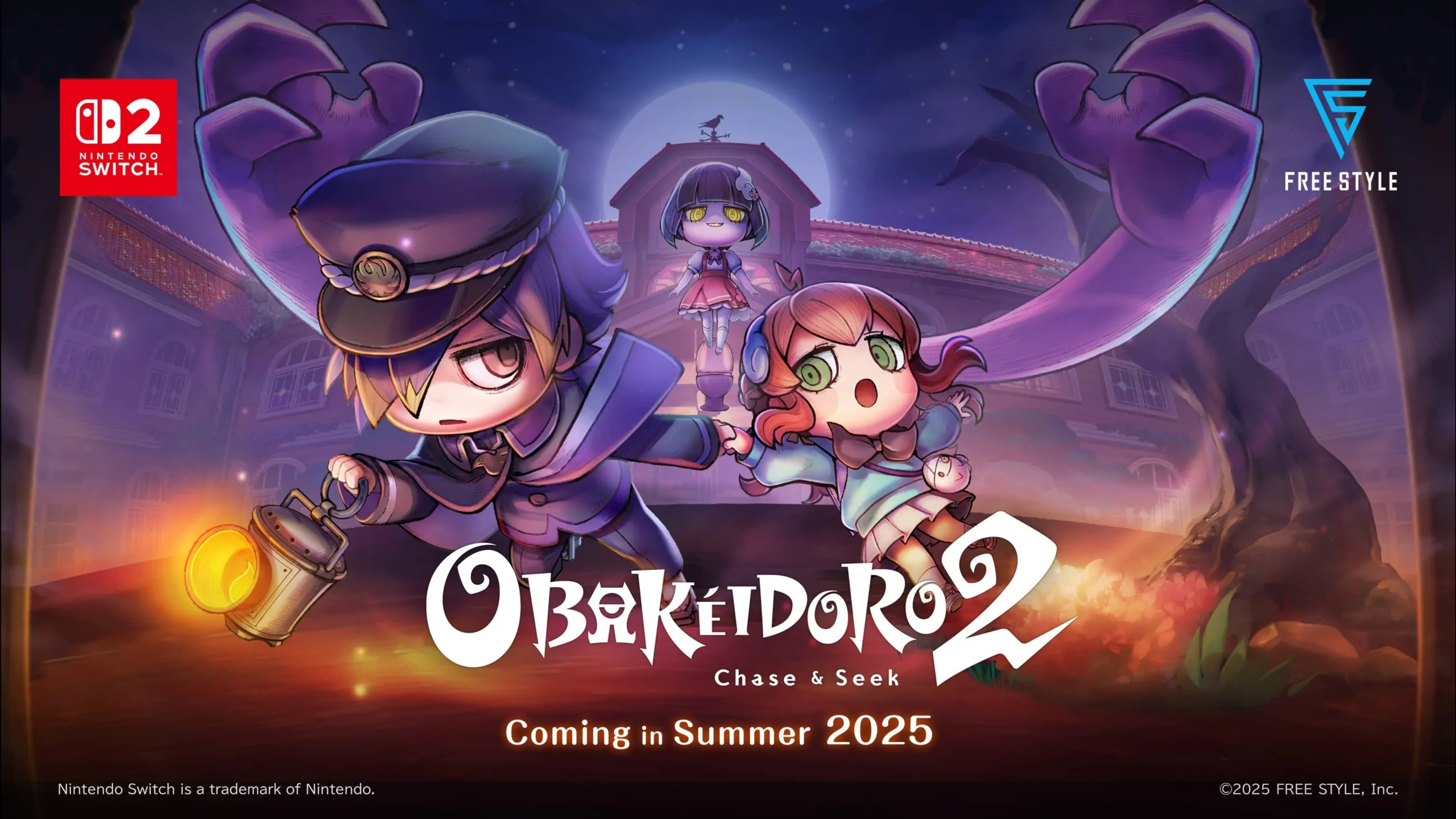 Promotional image for Obakeidoro 2: Chase & Seek featuring two characters in a cartoonish spooky setting.