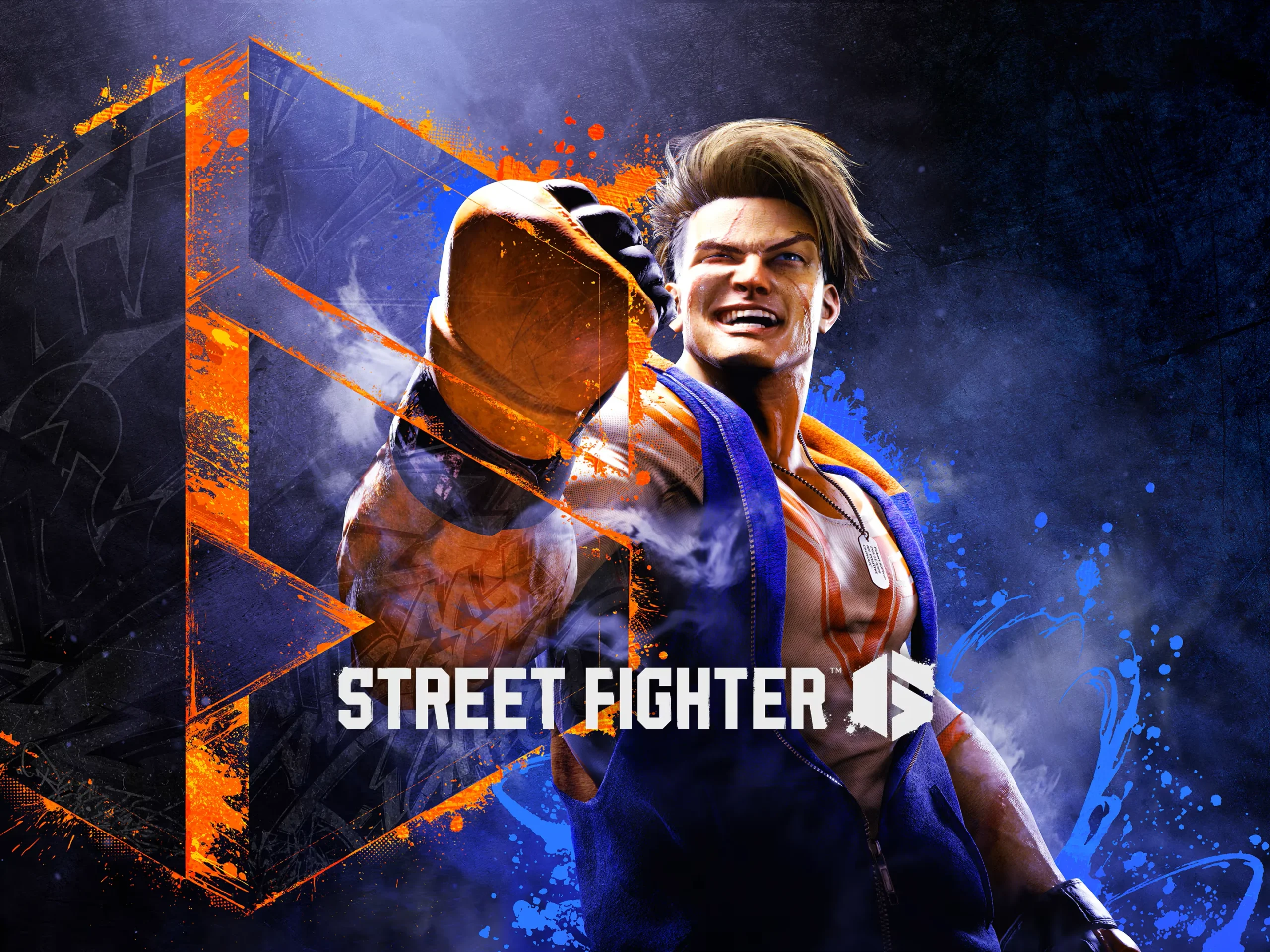 A promotional image for Street Fighter 6, featuring Luke with a powerful stance.
